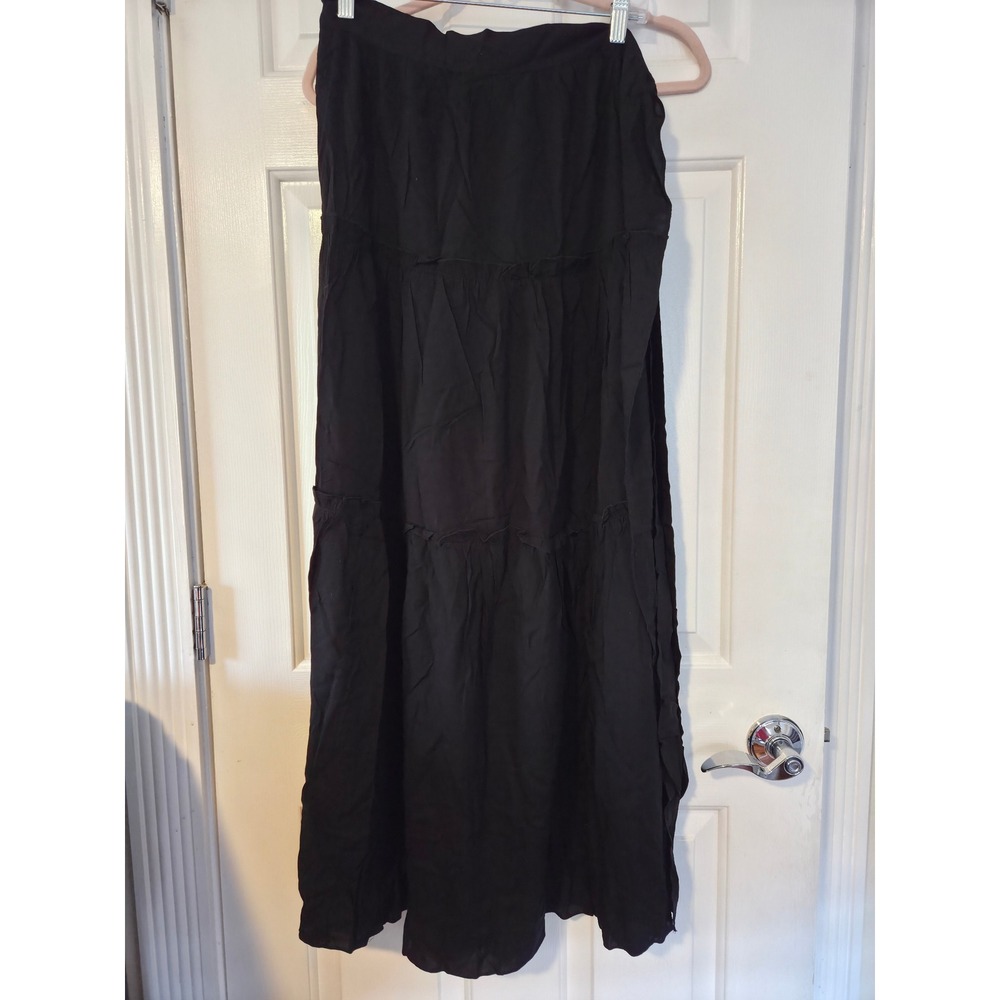 Bsubseach Womens Black‎ Tiered Maxi Skirt 100% Viscose DY31212-2-L-AM New